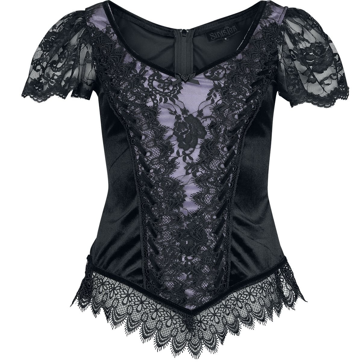 Sinister Gothic - Gothic T-Shirt - Gothic Top - XS bis XXL - für Damen - Größe XL - schwarz/lila Sinister Gothic - Gothic T-Shirt - Gothic Top - XS bis XXL - für Damen - Größe XL - schwarz/lila von Sinister Gothic