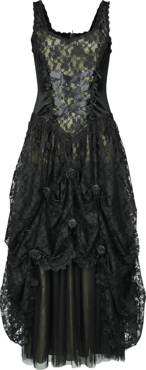 Sinister Gothic Langes Gothickleid Langes Kleid schwarz grün in S von Sinister Gothic