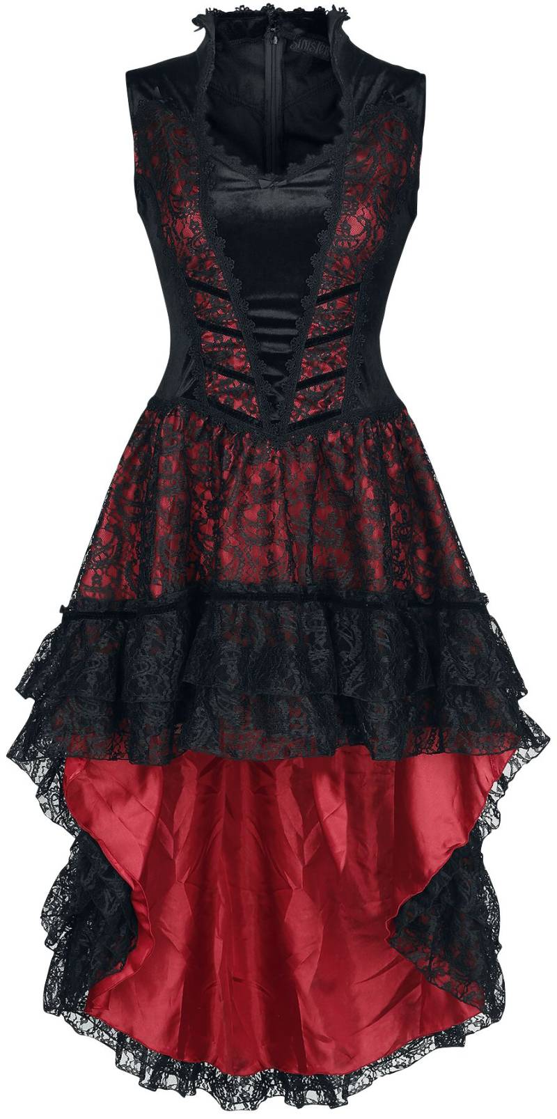 Sinister Gothic - Mittelalter Kleid knielang - Gothic Dress - S bis XL - für Damen - Größe S - schwarz/rot von Sinister Gothic