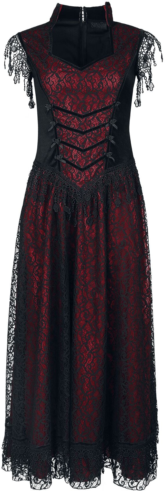 Sinister Gothic - Mittelalter Kleid lang - Gothic Dress - S bis XXL - für Damen - Größe L - schwarz/rot von Sinister Gothic