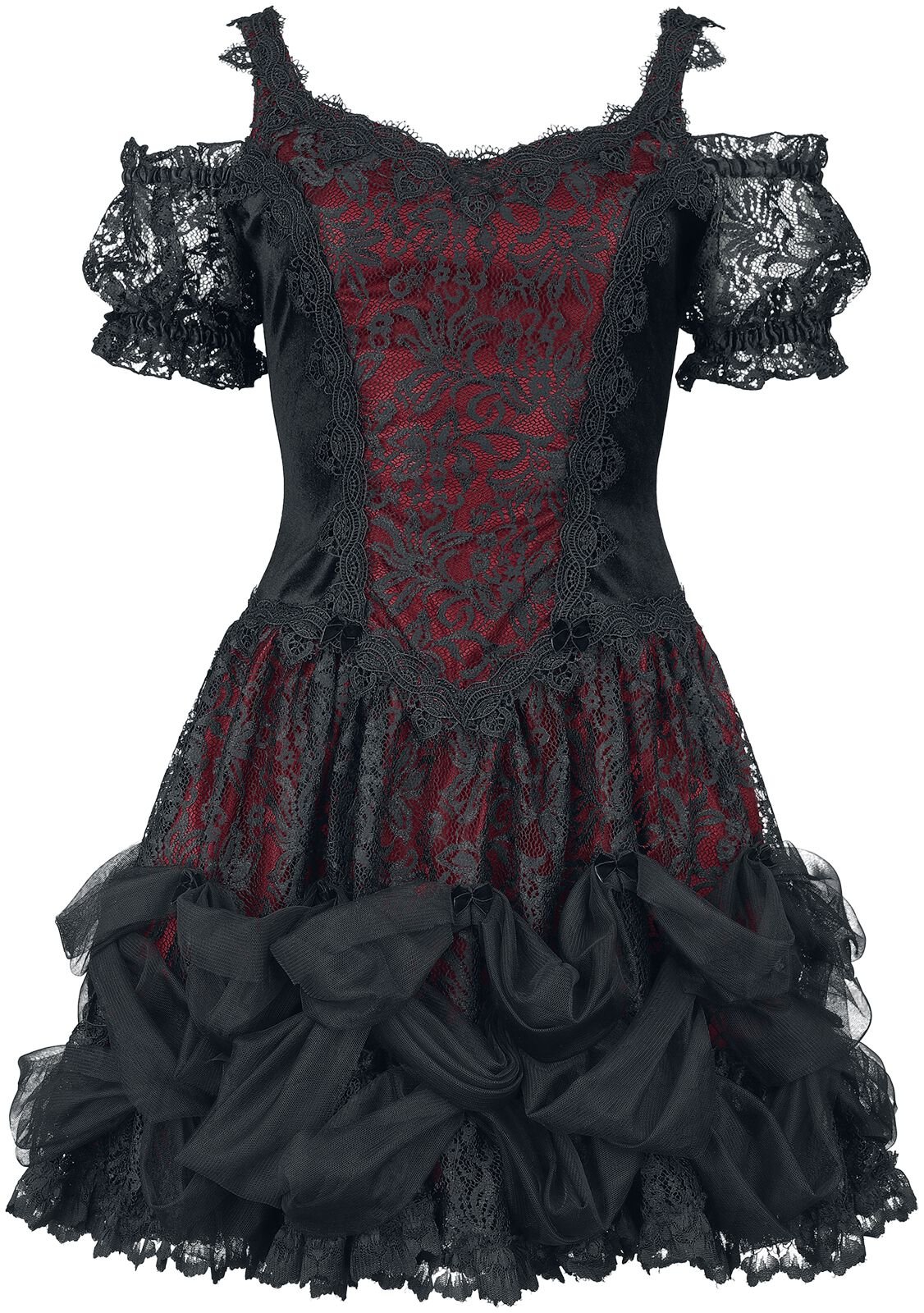 Sinister Gothic - Mittelalter Kurzes Kleid - Gothic Dress - XS bis XXL - für Damen - Größe L - schwarz/rot von Sinister Gothic