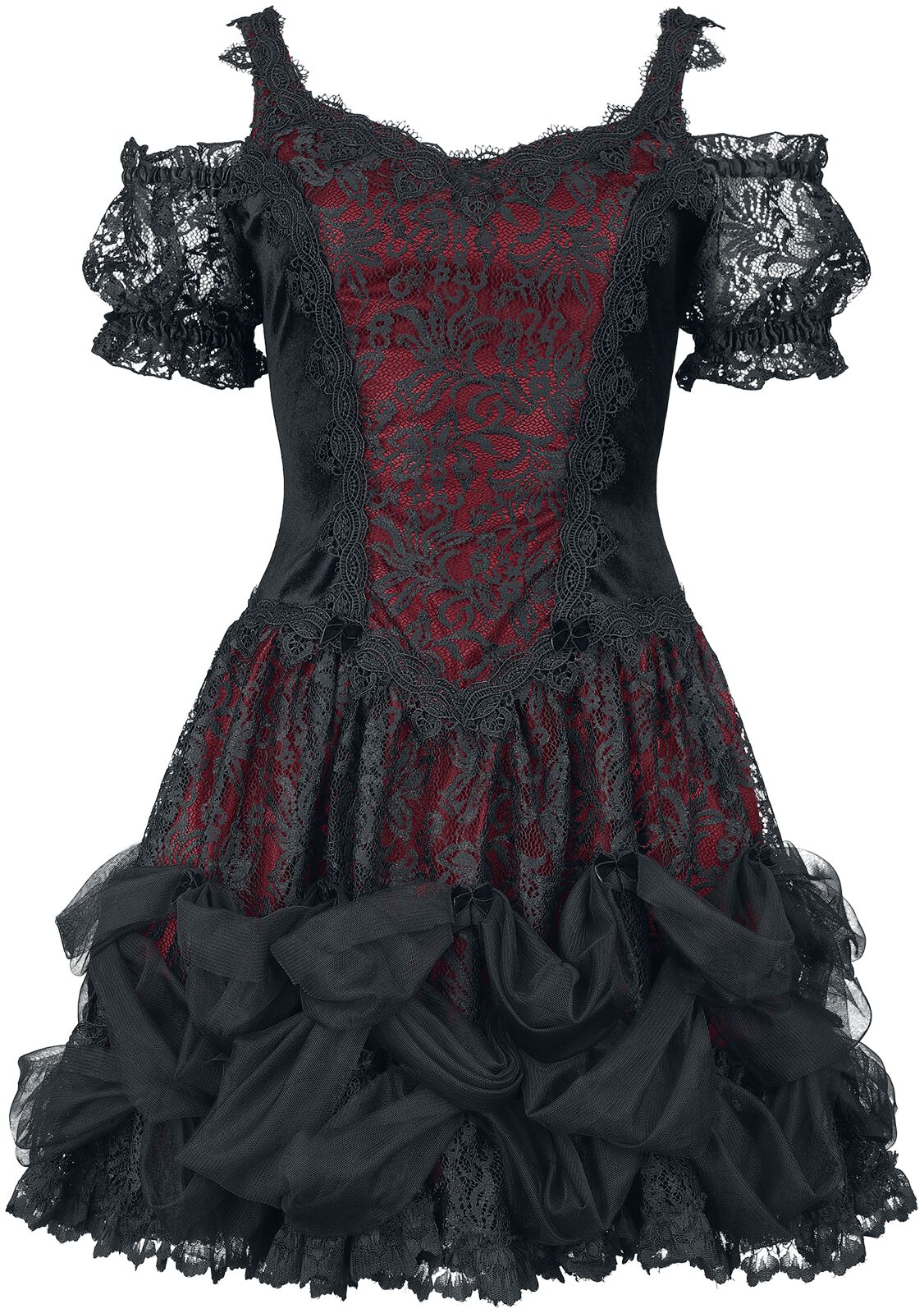 Sinister Gothic - Mittelalter Kurzes Kleid - Gothic Dress - XS bis XXL - für Damen - Größe XL - schwarz/rot von Sinister Gothic