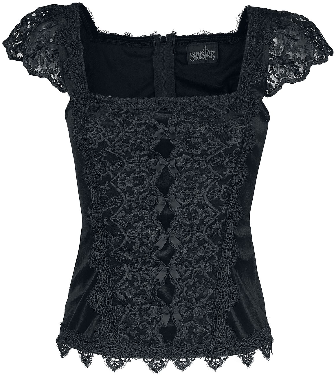 Sinister Gothic - Mittelalter Top - Gothic Top - XS bis XXL - für Damen - Größe M - schwarz von Sinister Gothic