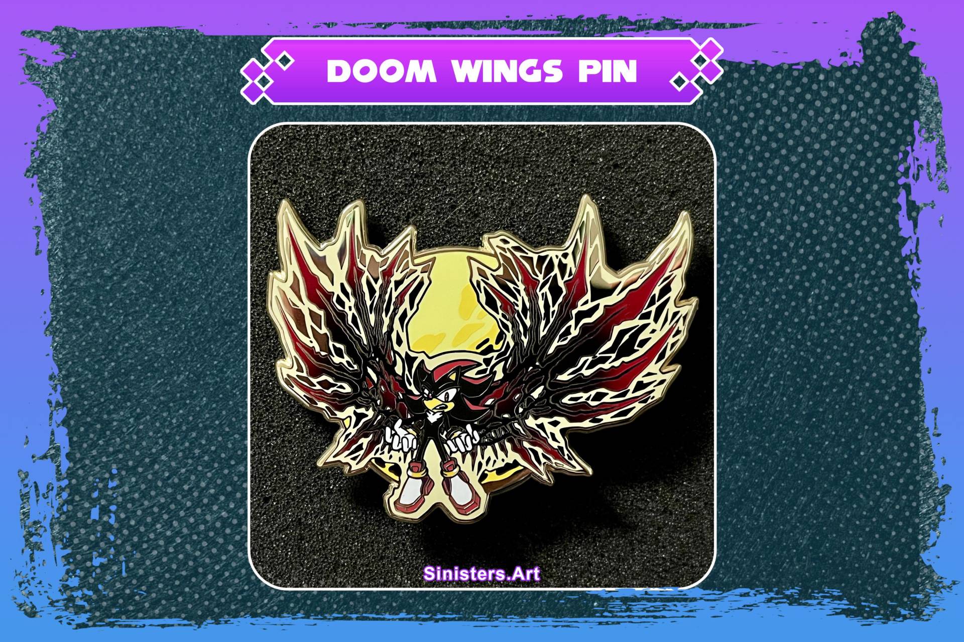 Shadow The Hedgehog Ultimate Lifeform Doom Wings Enamel Pin von SinisterCosxArt