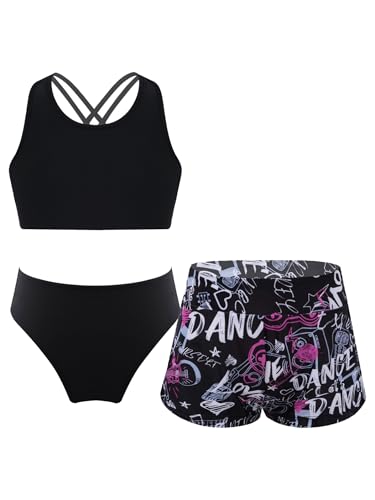 Sinleey 3 Teiliges Bikini Set Mädchen Badeanzug Kinder Badebekleidung Schwimmanzug 5-16 Jahre C Briefe 146-152 von Sinleey