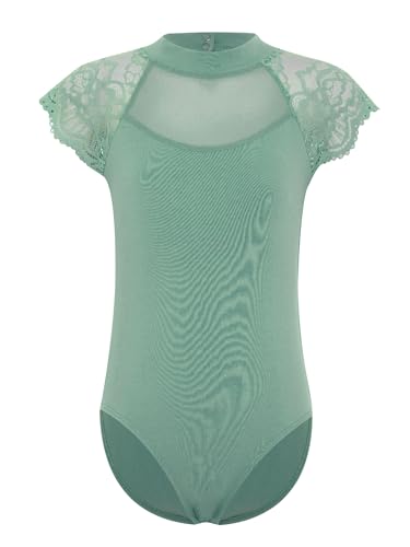 Sinleey Ballettanzug Mädchen Kind Turnanzug Tanz Body Klassisches Ballet Leotard Gymnastik Ballettkleidung Trikot Tanzanzug Gymnastikanzug A Grün 134-140 von Sinleey