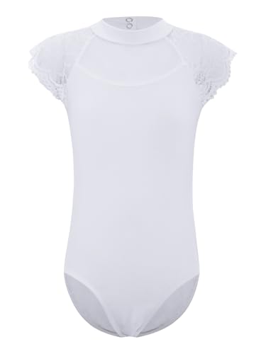 Sinleey Ballettanzug Mädchen Kind Turnanzug Tanz Body Klassisches Ballet Leotard Gymnastik Ballettkleidung Trikot Tanzanzug Gymnastikanzug A Weiß 92-98 von Sinleey