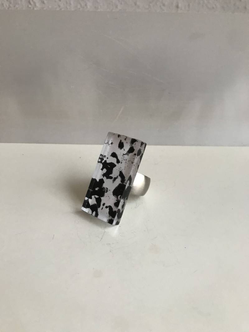 Edelstahlring Mit Glasstein Dalmatiner von SinloveDesign