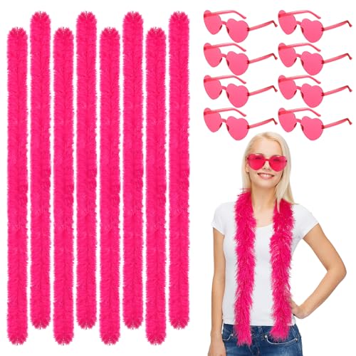 Sinmoe 16 Stück 5 Fuß Federboas und Herz Sonnenbrillen Set Party Federboas Zubehör für Hochzeit Party Accessoires Verkleidung Kostüm von Sinmoe