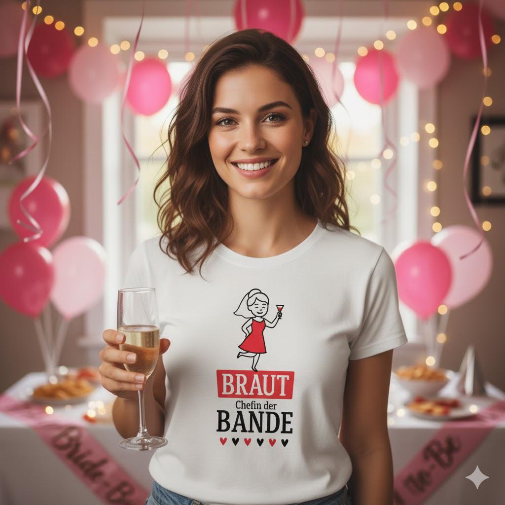 Jga T-Shirt Braut Chefin Der Bande | Junggesellinnenabschied Outfit Frau Team Party Shirt Weiß Geschenk Für Die von Sinnly