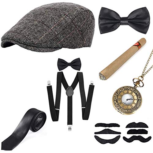 Sinoeem 1920s Accessoires Set Damen Retro Stil und Herren Accessoires Mafia Gatsby Kostüm Set für Abschlussball Event Weihnachten Party der 1920s Jahre Gatsby Art Deco Flapper Party (Set-C) von Sinoeem