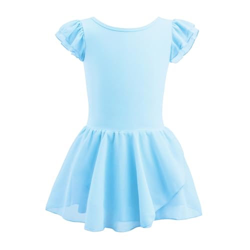 Sinoeem Ballettkleidung Mädchen, Ballettkleid Kinder Kurzarm Baumwolle Balletttrikot Ballettanzug Tanzkleid Tanzbody mit Chiffon Rock Tütü mit 2-12 Jahre Mädchen von Sinoeem