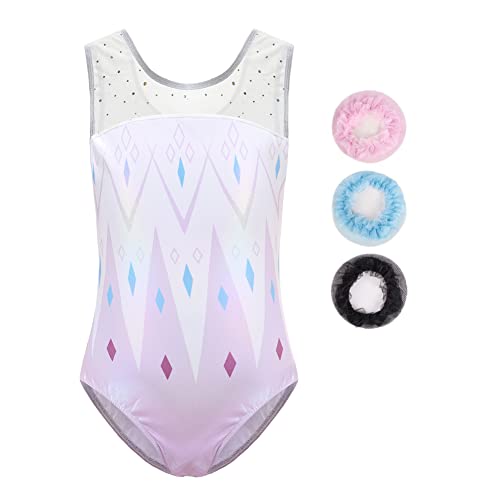 Sinoeem Gymnastics Leotards for Girls Gradient Color Sparkle Dance Leotard Long Sleeve/Sleeveless Girls Leotards t Dance Dress Kids 3-12 Years (Tag 10A(9-10 Years), Lila - Kurzarm) von Sinoeem