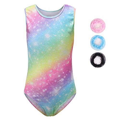 Sinoeem Gymnastikanzug Für Mädchen Ballett Kinder Langarm/Ärmellos Kurzarm Gradient Color Round Neck Turnanzug Für 3-12 Jähriges Mädchen (Rainbow - Kurzarm, Tag 10A(9-10 Years)) von Sinoeem