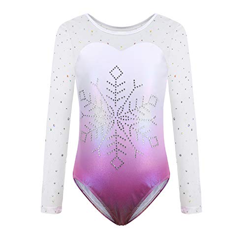 Sinoeem Gymnastikanzug Kinder Mädchen Diamond Splice Tank Trikot Langarm/Ärmellos Turnanzug Ballettröckchen Kleid Trikotanzug Tanz Kleid Gymnastik Dancewear von Sinoeem