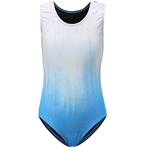 Sinoem Gymnastikanzug Kinder Mädchen Langarm/Ärmellos Turnanzug Ballettröckchen Kleid Trikotanzug Tanz Kleid Gymnastik Training Dancewear Gymnastikbody Blau/Lila/Rosa von Sinoem