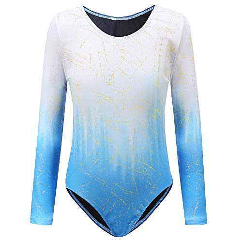 Sinoem Gymnastikanzug Kinder Mädchen Langarm/Ärmellos Turnanzug Ballettröckchen Kleid Trikotanzug Tanz Kleid Gymnastik Training Dancewear Gymnastikbody Blau/Lila/Rosa von Sinoem