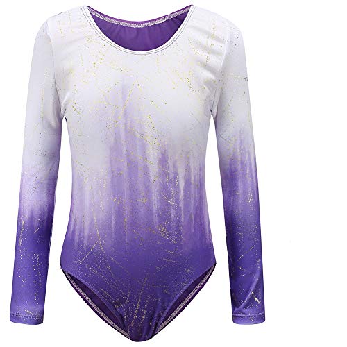 Sinoem Gymnastikanzug Kinder Mädchen Langarm/Ärmellos Turnanzug Ballettröckchen Kleid Trikotanzug Tanz Kleid Gymnastik Training Dancewear Gymnastikbody Blau/Lila/Rosa von Sinoem