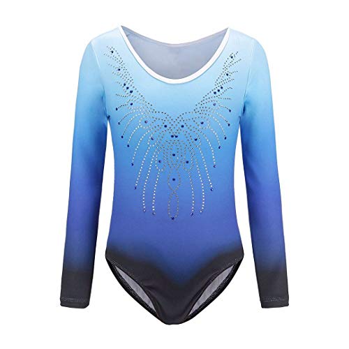 Sinoem Gymnastikanzug Kinder Mädchen Langarm/Ärmellos Turnanzug Ballettröckchen Kleid Trikotanzug Tanz Kleid Gymnastik Training Dancewear Gymnastikbody Blau/Lila/Rosa von Sinoem