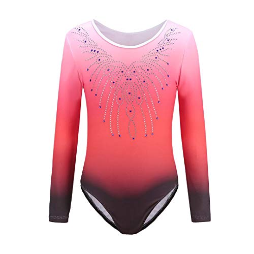 Sinoem Gymnastikanzug Kinder Mädchen Langarm/Ärmellos Turnanzug Ballettröckchen Kleid Trikotanzug Tanz Kleid Gymnastik Training Dancewear Gymnastikbody Blau/Lila/Rosa von Sinoem