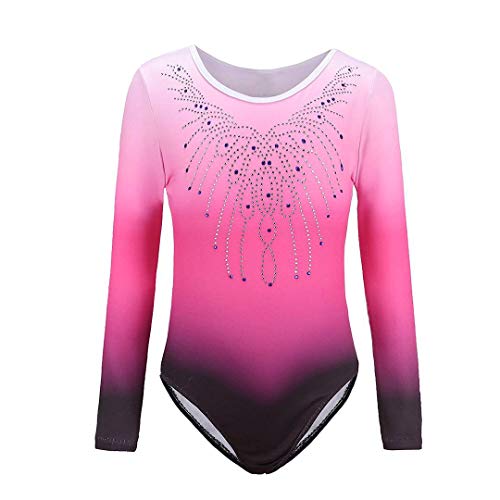 Sinoem Gymnastikanzug Kinder Mädchen Langarm/Ärmellos Turnanzug Ballettröckchen Kleid Trikotanzug Tanz Kleid Gymnastik Training Dancewear Gymnastikbody Blau/Lila/Rosa von Sinoem