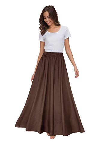 Sinono Damen Chiffon Retro Maxirock Vintage knöchellange Röcke, braun, Groß von Sinono