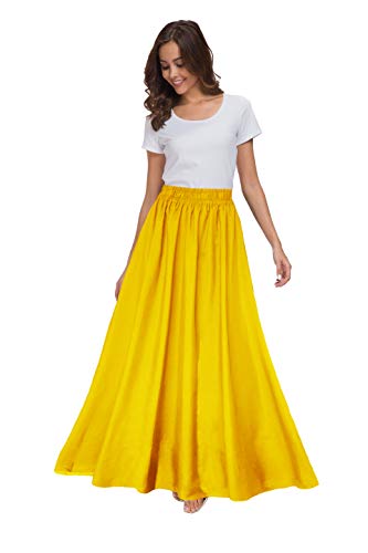 Sinono Damen Chiffon Retro Maxirock Vintage knöchellange Röcke, gelb, Mittel von Sinono