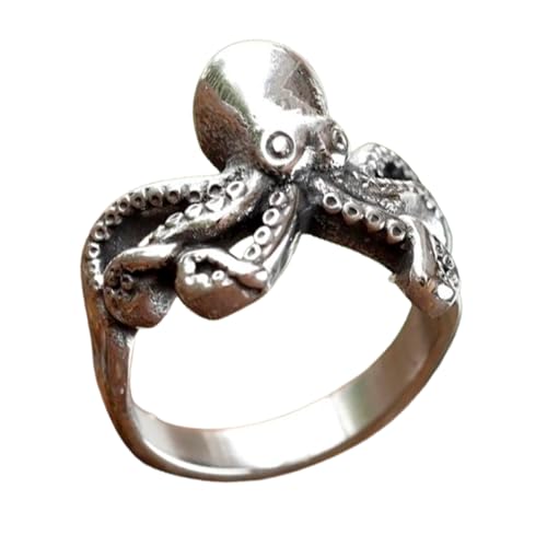 Sinoyp Oktopus-Ring aus Edelstahl, Gothic-/Punk-Schmuck für Männer und Frauen, Edelstahl, Kein Edelstein Sinoyp Oktopus-Ring aus Edelstahl, Gothic-/Punk-Schmuck für Männer und Frauen, Edelstahl, Kein Edelstein von Sinoyp
