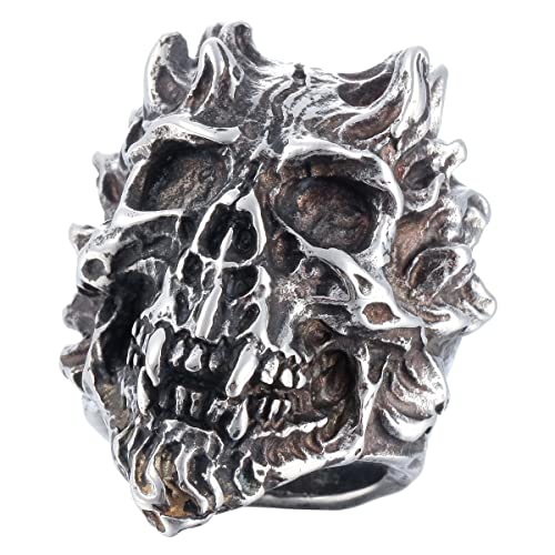 Sinoyp Totenkopf-Ringe, Edelstahl, Schmuck, kantig, klobig, Todesring für Herren, Edelstahl, Kein Edelstein von Sinoyp