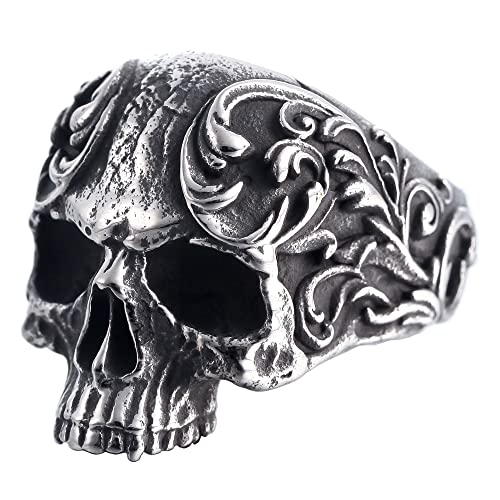 Sinoyp Totenkopf-Ringe, Edelstahl, Schmuck, kantig, klobig, Todesring für Herren, Edelstahl, Kein Edelstein von Sinoyp