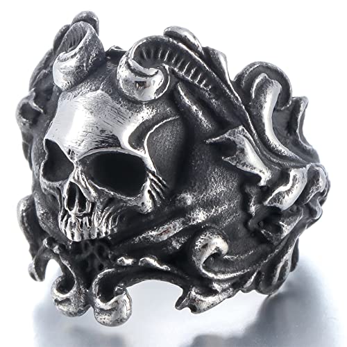 Sinoyp Totenkopf-Ringe, Edelstahl, Schmuck, kantig, klobig, Todesring für Herren, Edelstahl, Kein Edelstein Sinoyp Totenkopf-Ringe, Edelstahl, Schmuck, kantig, klobig, Todesring für Herren, Edelstahl, Kein Edelstein von Sinoyp