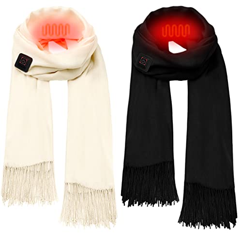 Sintege 2 USB Beheizt Schals Elektrisch Wiederaufladbar Schal Angetrieben Durch Powerbank (nicht Enthalten), Helles Khaki, Schwarz von Sintege