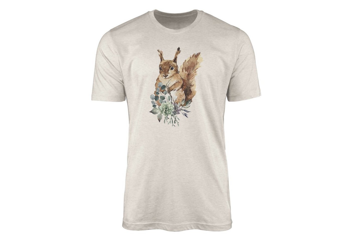 Sinus Art T-Shirt Herren Shirt 100% gekämmte Bio-Baumwolle T-Shirt Aquarell Eichhörnchen Motiv Nachhaltig Ökomode aus (1-tlg) von Sinus Art