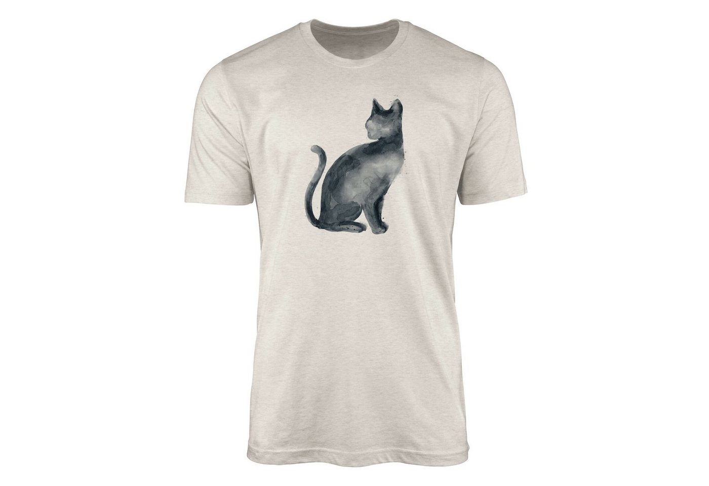 Sinus Art T-Shirt Herren Shirt 100% gekämmte Bio-Baumwolle T-Shirt Aquarell Katze Motiv Nachhaltig Ökomode aus erneue (1-tlg) von Sinus Art