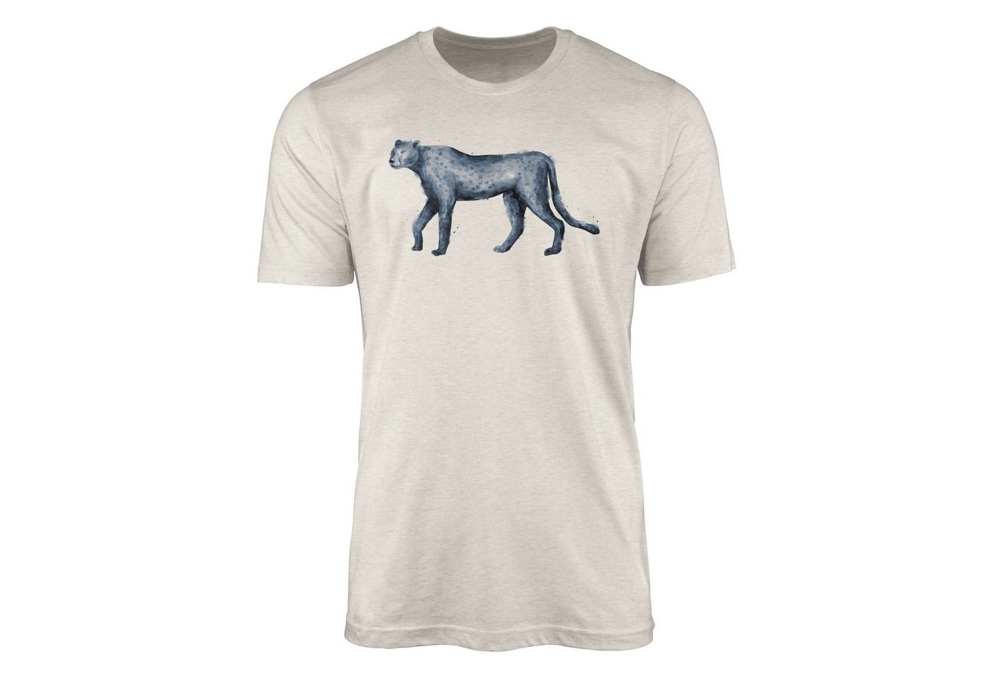 Sinus Art T-Shirt Herren Shirt 100% gekämmte Bio-Baumwolle T-Shirt Aquarell Raubkatze Motiv Nachhaltig Ökomode aus er (1-tlg) von Sinus Art