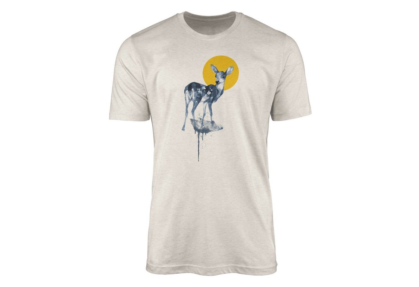 Sinus Art T-Shirt Herren Shirt 100% gekämmte Bio-Baumwolle T-Shirt Aquarell Reh Motiv Nachhaltig Ökomode aus erneuerb (1-tlg) von Sinus Art
