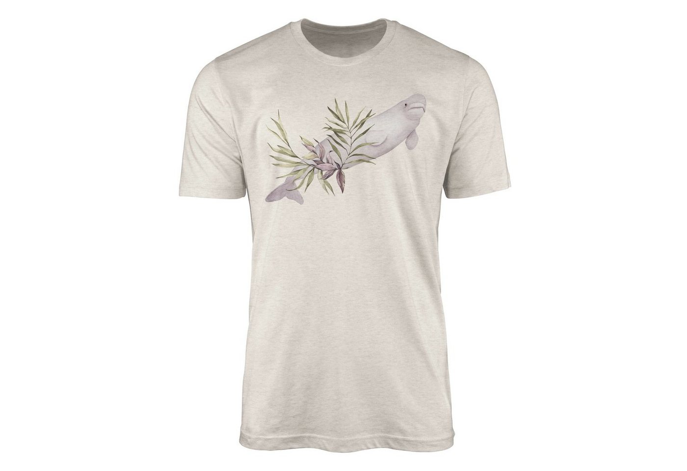 Sinus Art T-Shirt Herren Shirt 100% gekämmte Bio-Baumwolle T-Shirt Beluga Weißwal Wasserfarben Motiv Nachhaltig Ökomo (1-tlg) von Sinus Art