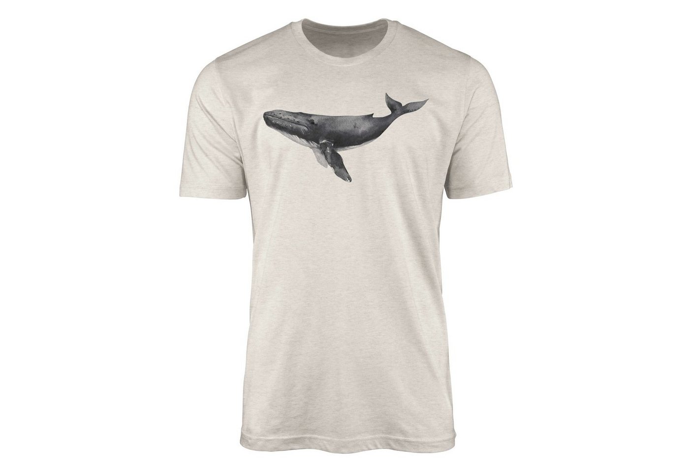 Sinus Art T-Shirt Herren Shirt 100% gekämmte Bio-Baumwolle T-Shirt Buckelwal Wasserfarben Motiv Nachhaltig Ökomode au (1-tlg) von Sinus Art