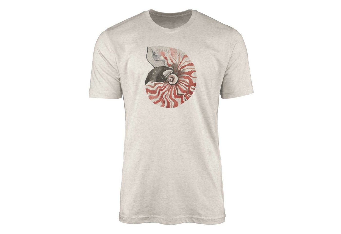Sinus Art T-Shirt Herren Shirt 100% gekämmte Bio-Baumwolle T-Shirt Meeresschnecke Wasserfarben Motiv Nachhaltig Ökomo (1-tlg) von Sinus Art
