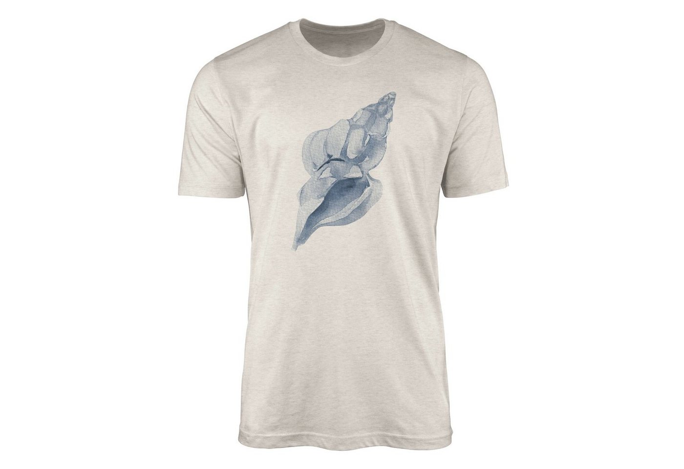 Sinus Art T-Shirt Herren Shirt 100% gekämmte Bio-Baumwolle T-Shirt Muschel Wasserfarben Motiv Nachhaltig Ökomode aus (1-tlg) von Sinus Art