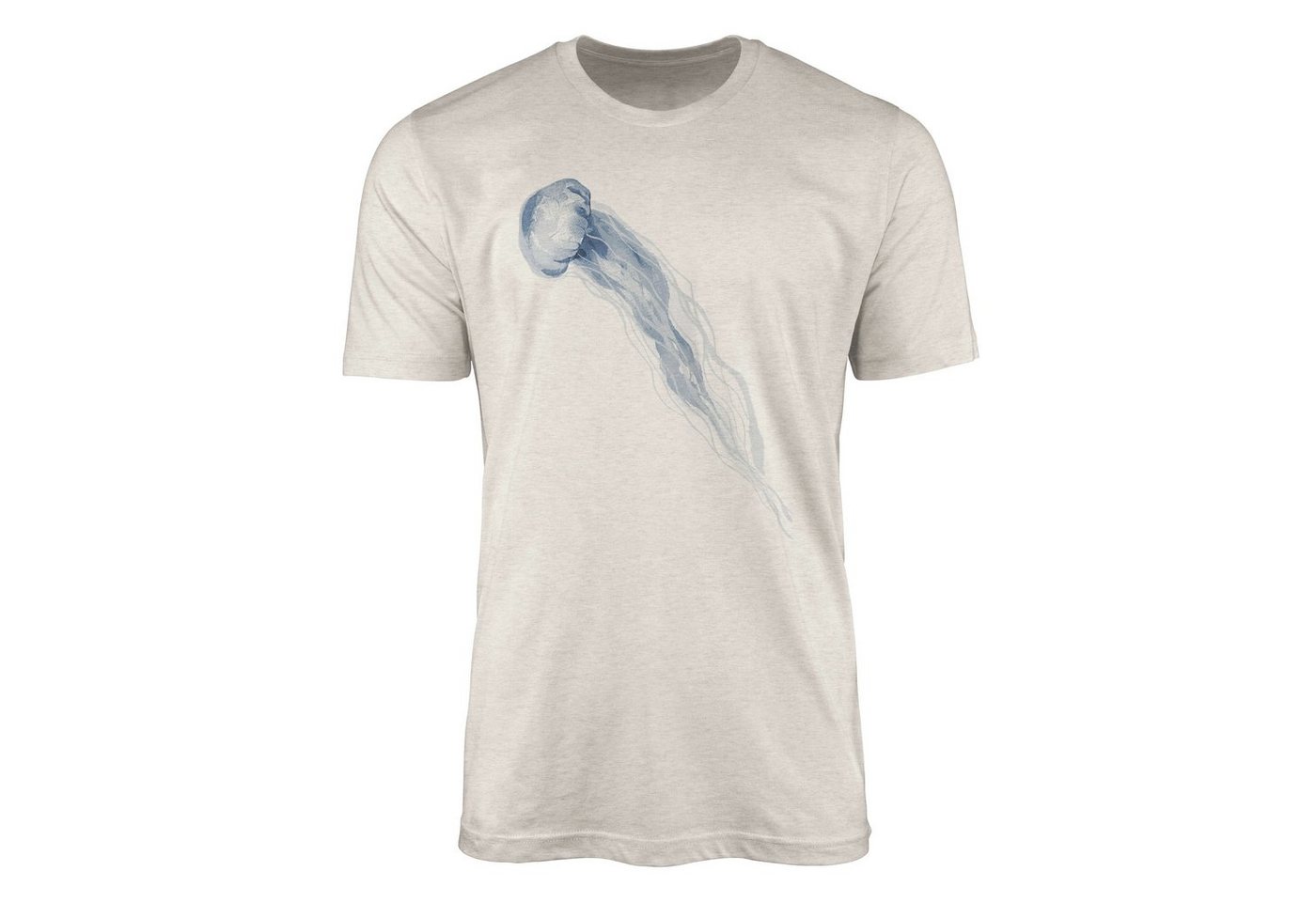Sinus Art T-Shirt Herren Shirt 100% gekämmte Bio-Baumwolle T-Shirt Qualle Wasserfarben Motiv Nachhaltig Ökomode aus e (1-tlg) von Sinus Art