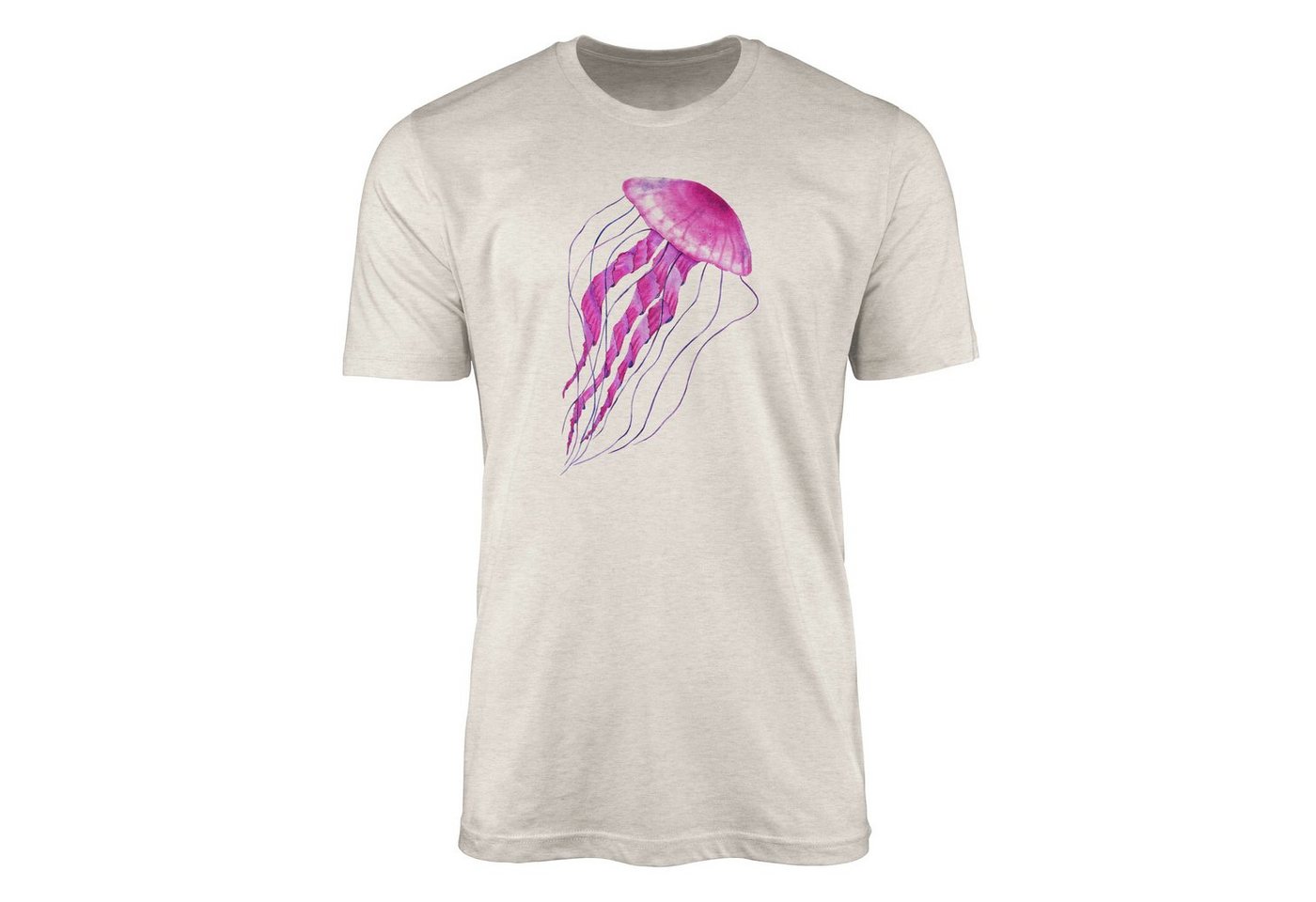 Sinus Art T-Shirt Herren Shirt 100% gekämmte Bio-Baumwolle T-Shirt Qualle Wasserfarben Motiv Nachhaltig Ökomode aus e (1-tlg) von Sinus Art