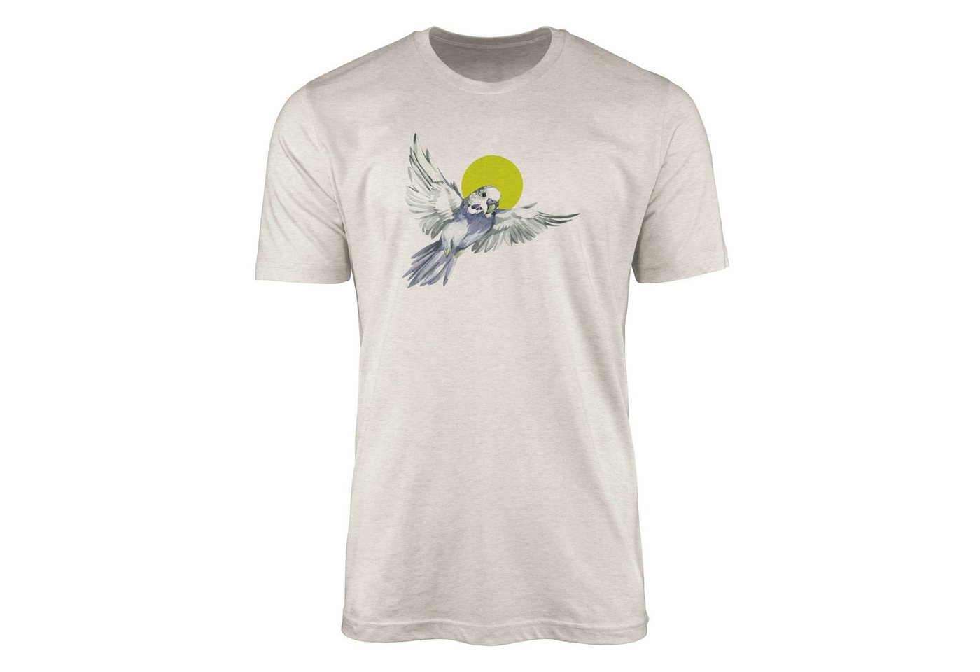 Sinus Art T-Shirt Herren Shirt Organic T-Shirt Aquarell Motiv Wellensittich Bio-Baumwolle Ökomode Nachhaltig Farbe (1-tlg) von Sinus Art