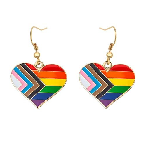 Progress Heart Shape Dangle Ohrringe Gay & Lesbian LGBT Pride Geschenke Rainbow Schmuck von Sinwinkori