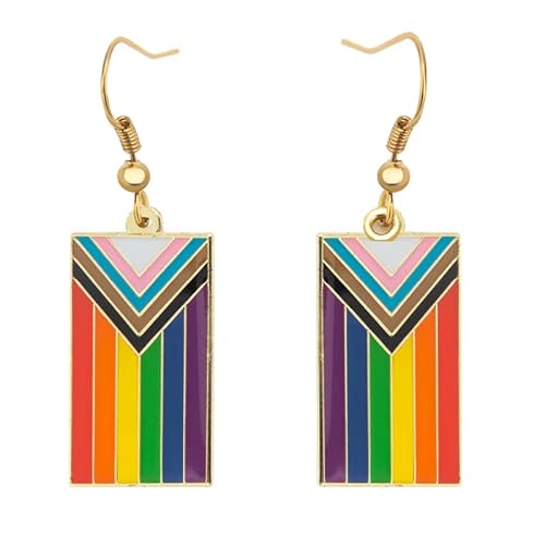 Progress Pride Flag Shape Ohrringe Gay & Lesbian LGBT Pride Geschenke Rainbow Schmuck von Sinwinkori