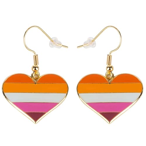 Sun Set Pride Heart Shape Dangle Ohrringe Gay & Lesbian LGBT Pride Geschenke Rainbow Schmuck von Sinwinkori