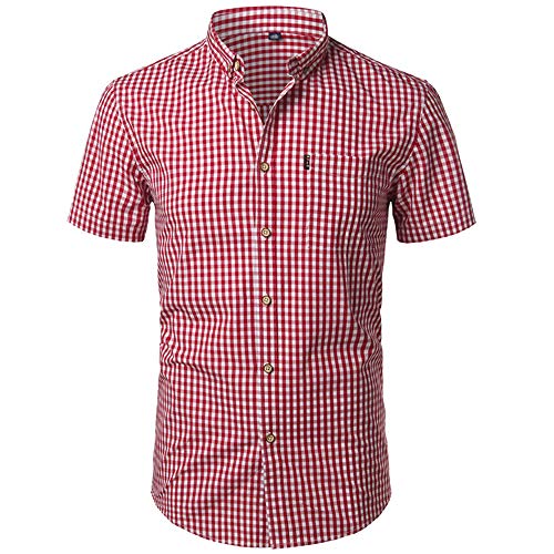 Sinyales Hemd Herren Kurzarm - Hemd Herren Kurzarm - Männer Karo Baumwolle Hemd Casual Slim Fit Herren Hemden Button Up Männer Kleid Hemden Business Männer Weich Bequem Hemd Chemise,Stil B,4XL von Sinyales