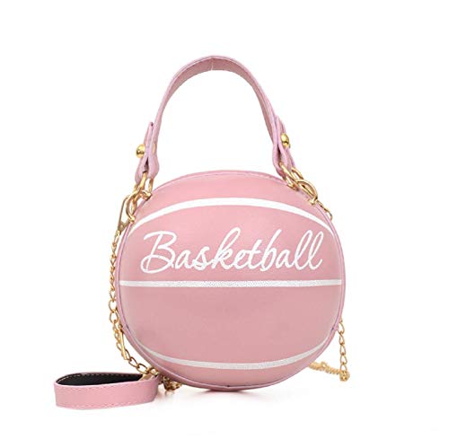 Ball geformte Schulter Umhängetasche Geldbörse Tasche Mini Cross Body PU Handtasche verstellbarer Riemen für Frauen Mädchen (Pink/Basketball) von Sinye