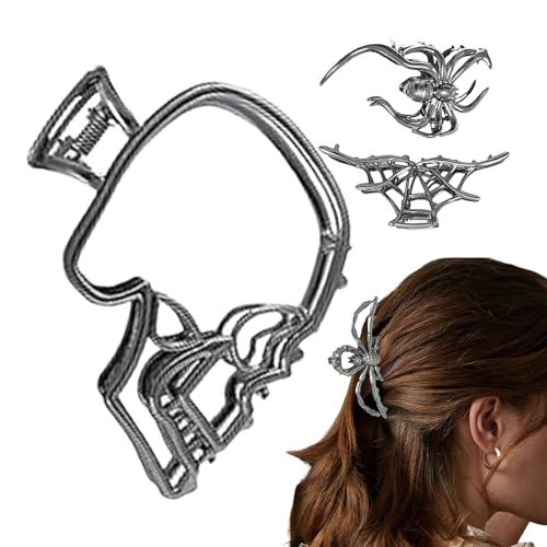Sionhiuo Gruselige Haarklammern - Metall Horror Kralle Clip | 3 Stück Gruselige Spinnen Totenkopf Haarklemme Für Outdoor Bühnenaufführung Party Kostüm Herbst Schule Zuhause Halloween Mädchen von Sionhiuo