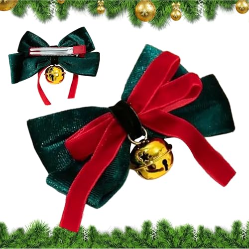 Sionhiuo Haarspangen mit Schleifen,Haarspange mit Weihnachtsschleife,Weihnachtsstrumpf Mädchen Damen Haarnadel mit Glöckchen | Niedliche Haar-Accessoires, Haarspangen mit Schleife, vielseitig von Sionhiuo